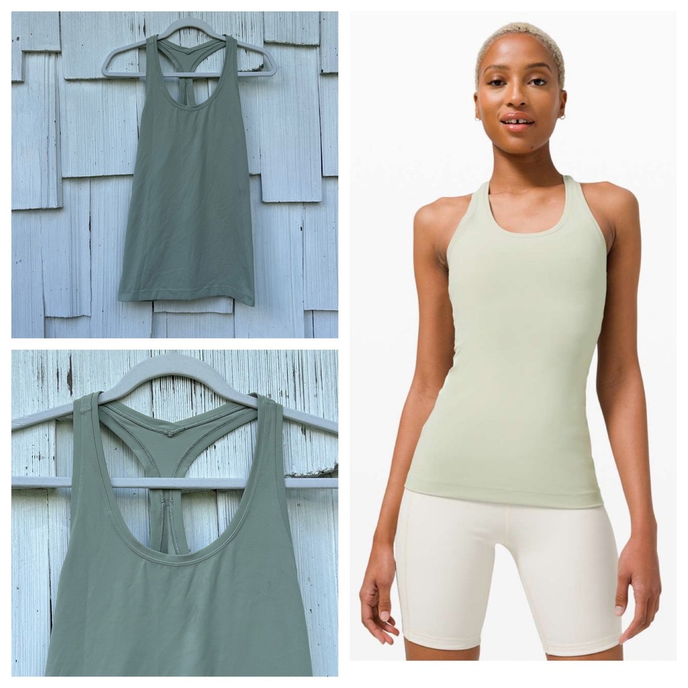 Lululemon Cool Racerback II Nulu Tank Top Green Fern W1CW7S Size 4